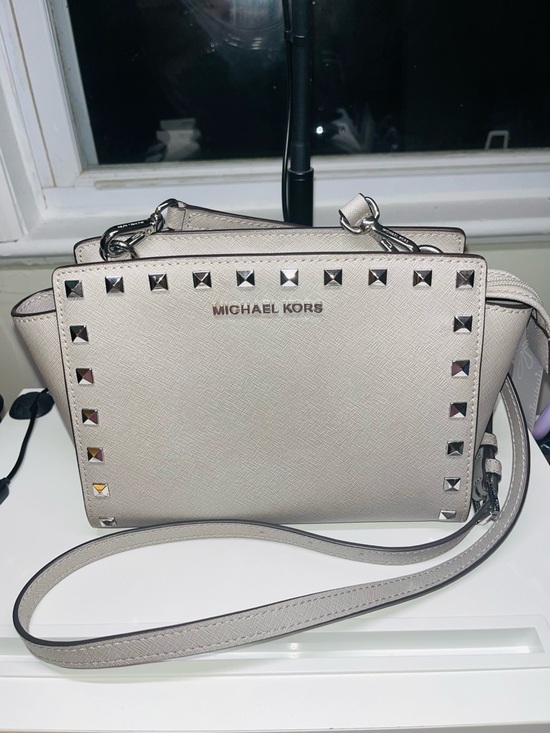 Michael Kors Handbags - Michael Kors Grey Studded Satchel Crossbody
